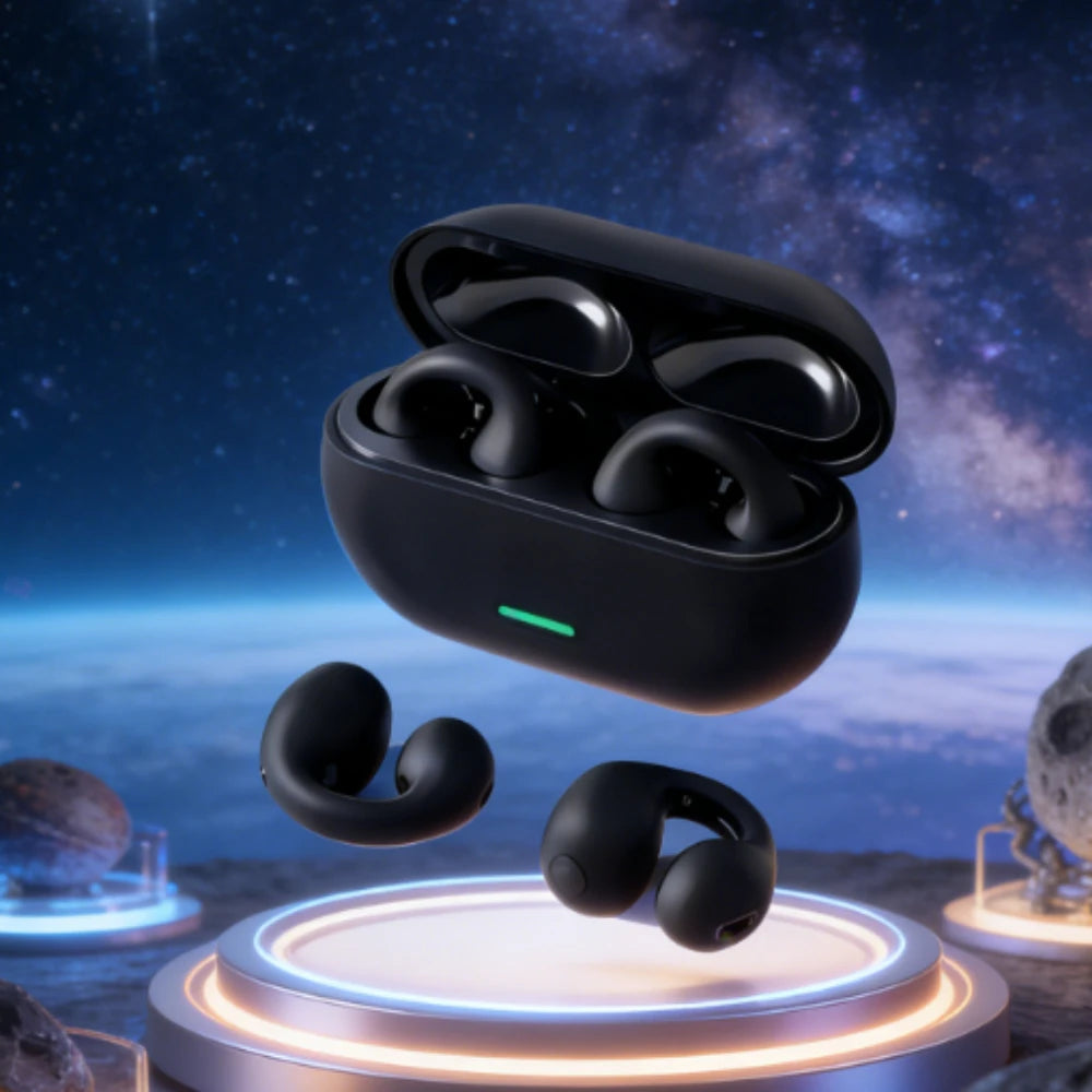 Fone Bluetooth Headset 5.3 Wireless Air Conduction Headphones Clip Ear Music Noise Canceling HD Call Sports Gaming Earphone