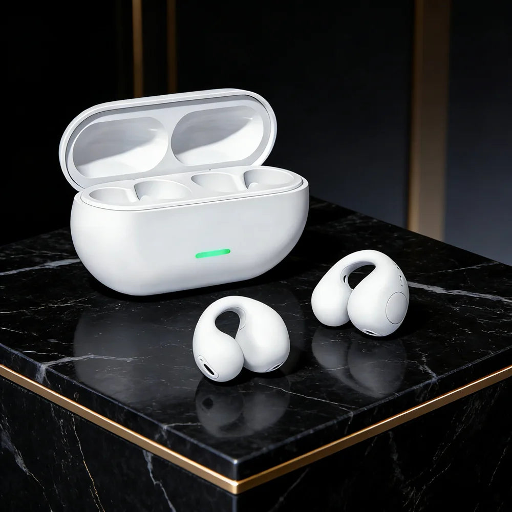 Fone Bluetooth Headset 5.3 Wireless Air Conduction Headphones Clip Ear Music Noise Canceling HD Call Sports Gaming Earphone
