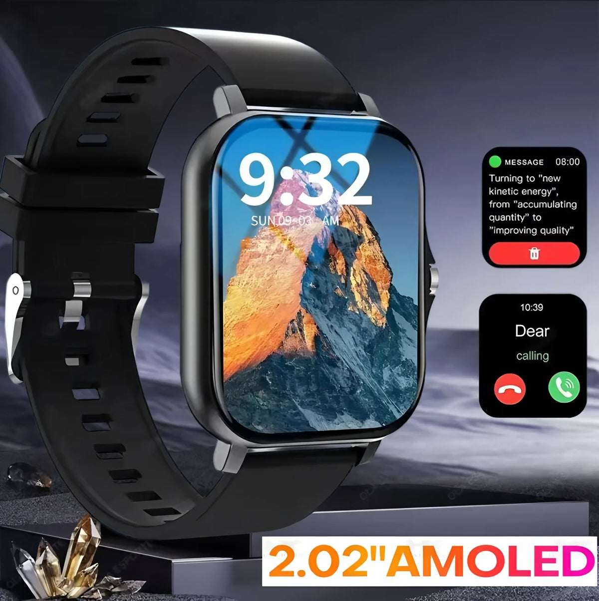 10050091741 Men Women SmartWatch 2.02 Amoled Call Heart Rate Blood Pressure Sport Fitness Waterproof Smart Watch for IOS Android