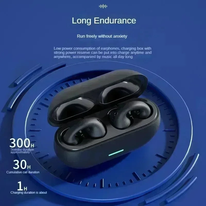 Fone Bluetooth Headset 5.3 Wireless Air Conduction Headphones Clip Ear Music Noise Canceling HD Call Sports Gaming Earphone