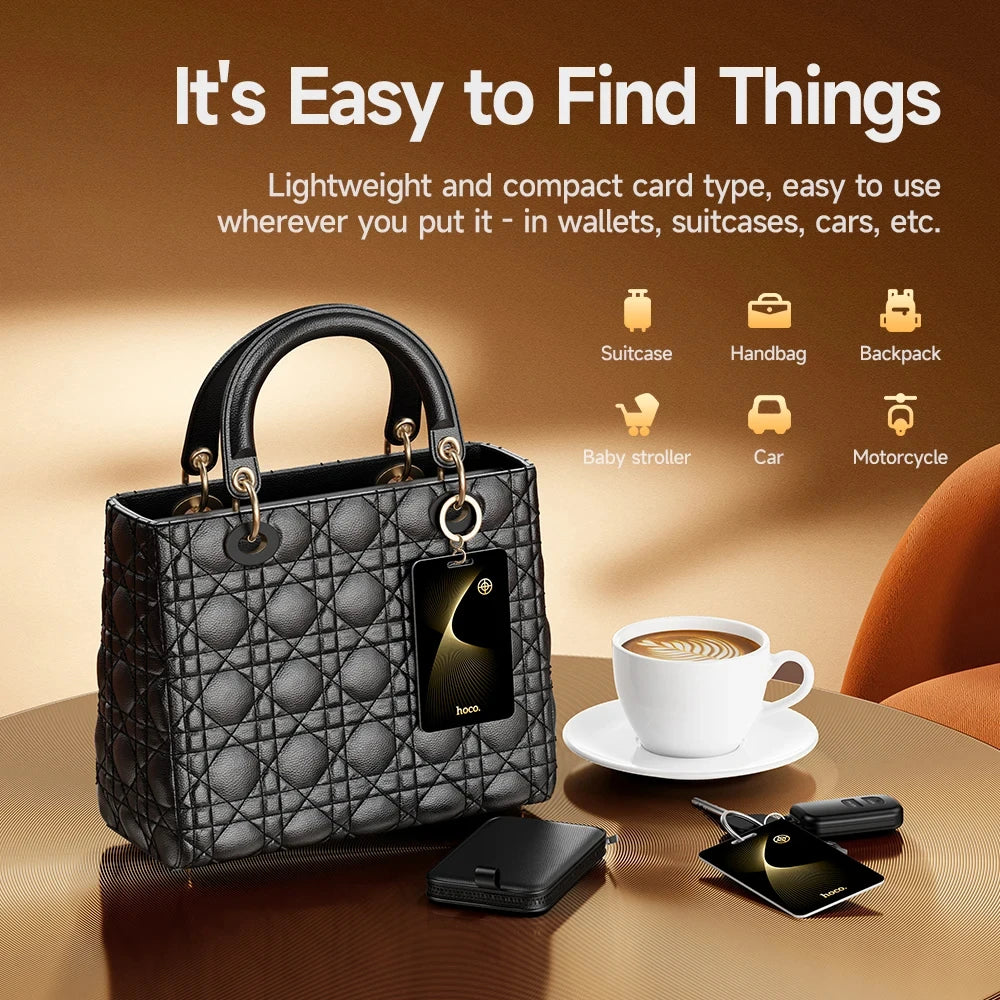 HOCO Smart Anti-Lost Tracker Device Wallet Ultra-thin GPS Location Card Wireless Charging IP68 Waterproof For iPhone Find My Tag